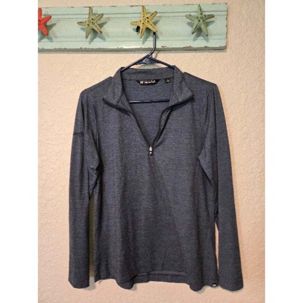 Travis Matthew Womens Small Quarter Zip Pullover Heathered Grey Long Sleeve Logo
